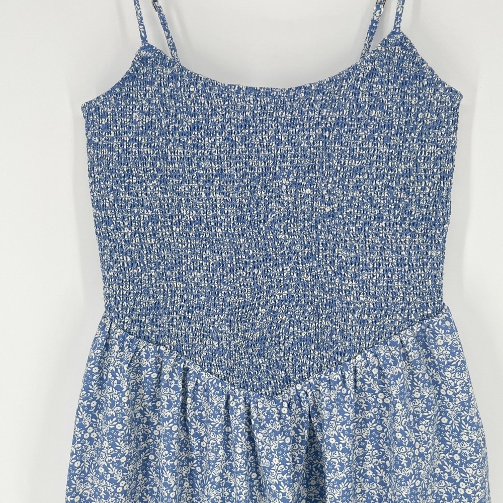Abercrombie & Fitch Dip Blue Ditsy Floral Smocked Maxi Dress Cottagecore NWT LT - Picture 4 of 14